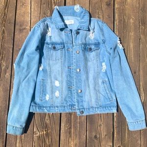 Over-Sized Distressed Jean Jacket